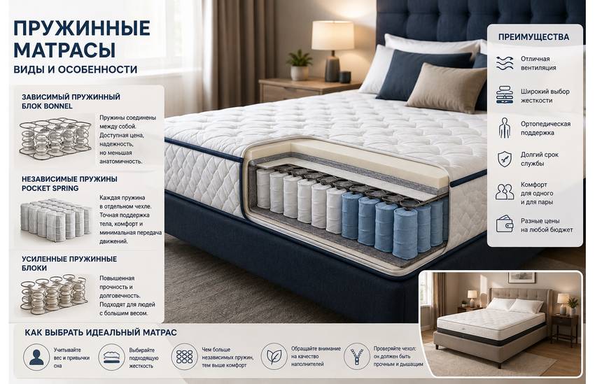Пружинные матрасы: как выбрать идеальную модель