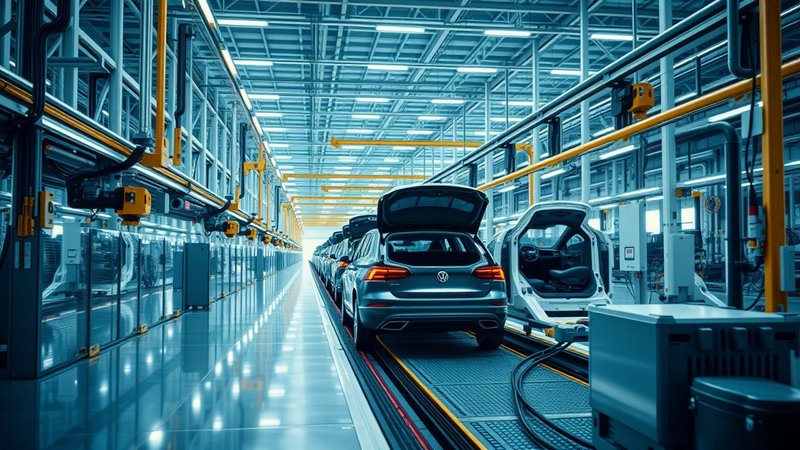Современные производственные цеха завода Volkswagen в Европе.