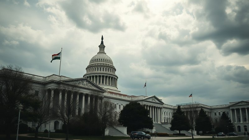 Политический спор в США: инициатива Трампа о переименовании штата Нью-Мексико Здания федерального правительства в Вашингтоне под пасмурным небом, си
