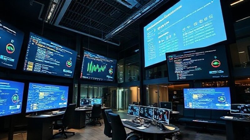 Современный центр разработки программного обеспечения с экранами диагн