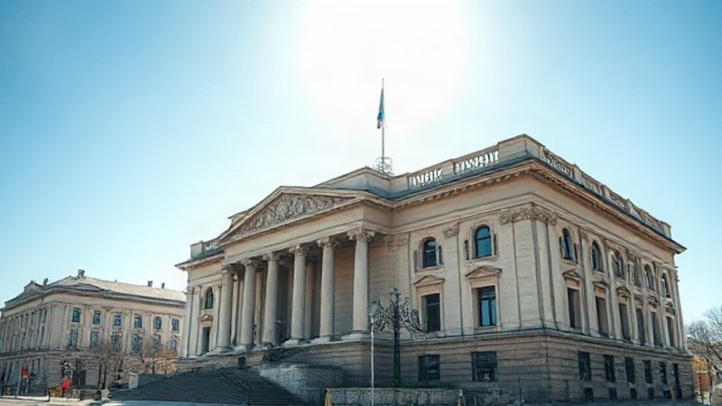 Парламентская повестка: в Украине готовят новые правила регулирования пассажирских перевозок Здание Верховной Рады в Киеве в Украине под ярким дневным небом в окру