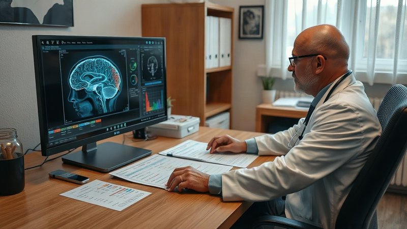 Тайный сигнал организма: как специфические биомаркеры предсказывают потерю памяти Врач-невролог анализирует данные томографии и результаты анализов кров