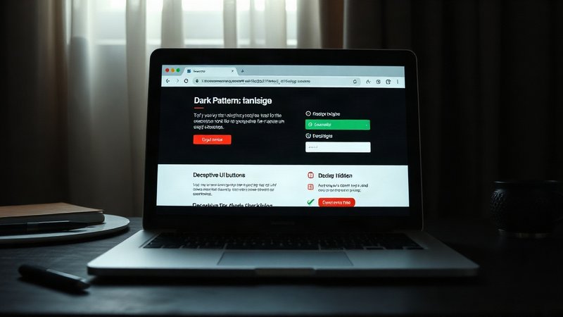 Темные шаблоны в веб-дизайне: как интерфейсы сайтов незаметно манипулируют выбором пользователя Иллюстрация полупрозрачной цифровой сетки сайта с подсвеченными красны