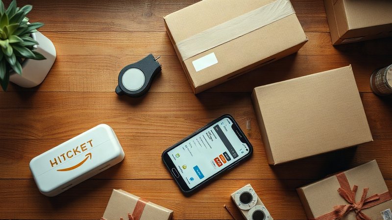 Вид сверху на рабочий стол со смартфоном для покупок и упакованными ко