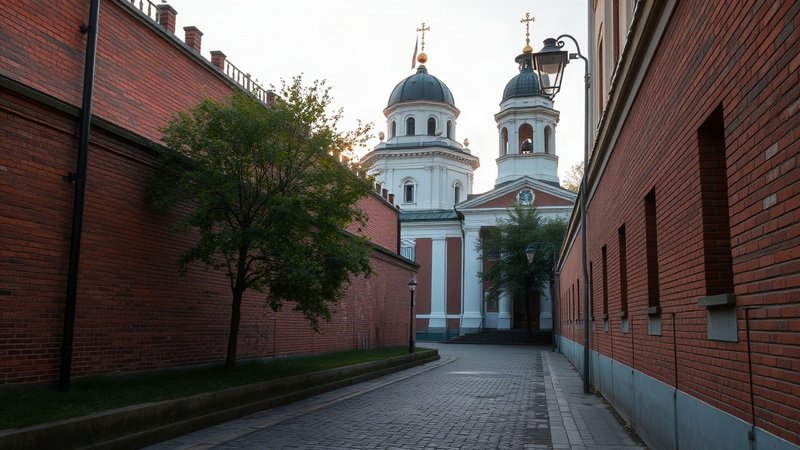 Белокаменная колокольня и купол собора Ивановского монастыря на фоне н
