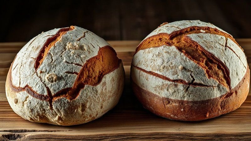 Несколько буханок свежевыпеченного хлеба разного качества и пористости