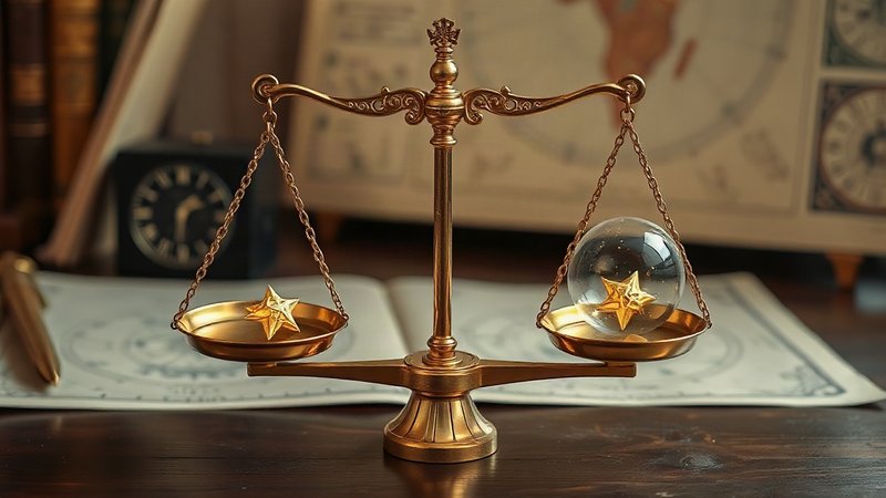 Золотые астрологические весы, взвешивающие небесные сферы