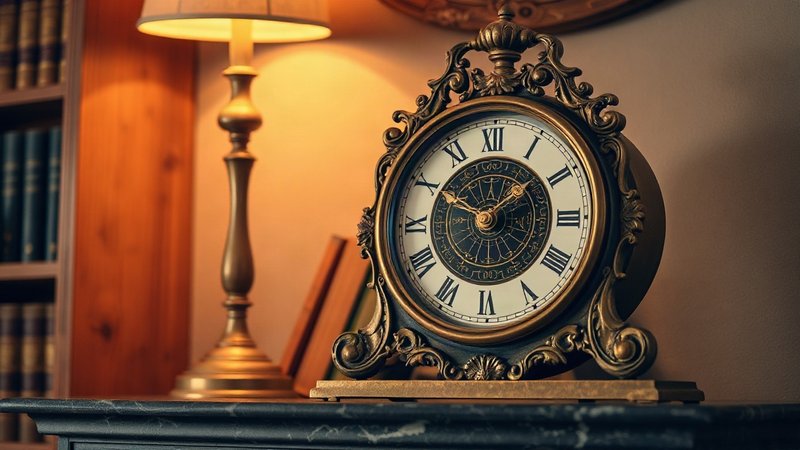 Винтажные каминные часы с зодиакальным циферблатом