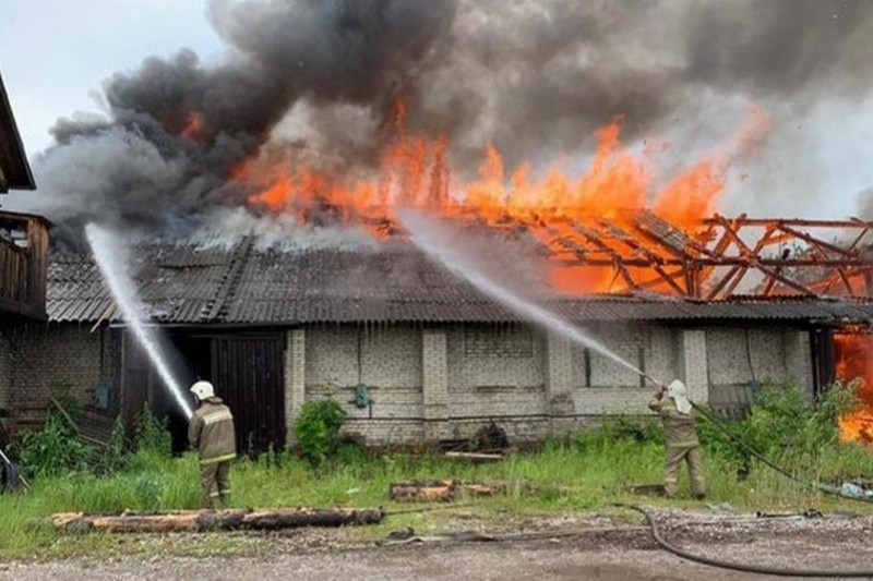 Лесопилка загорелась в Хабаровском крае