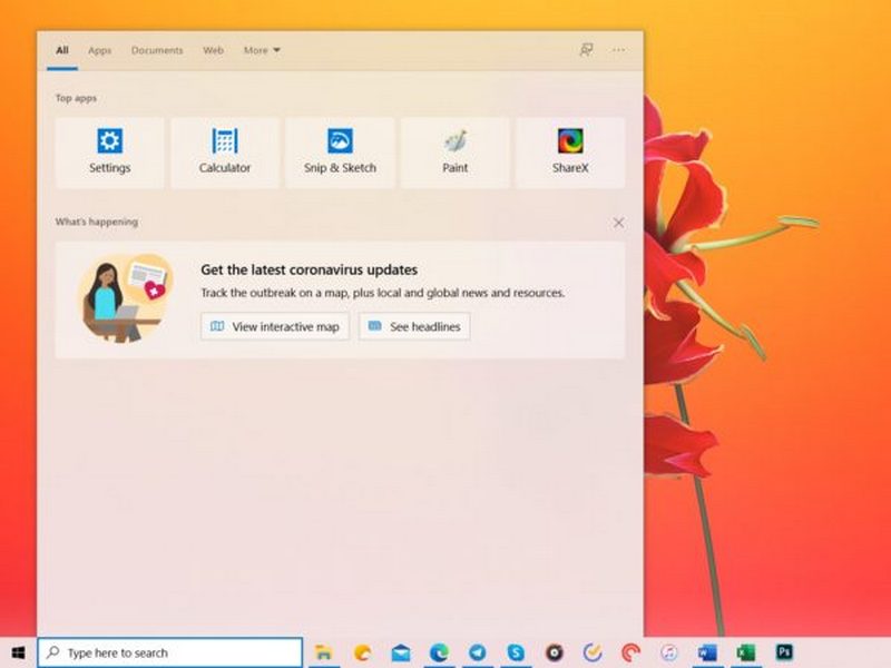 Microsoft добавила информацию о пандемии в поиск Windows